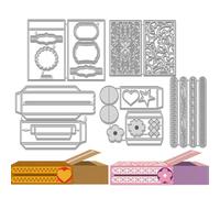 WADORN 5 pz 3D Cuore Fiore Cassetta di Sicurezza Taglio Fustelle, Scatola Pieghevole Fustellata In Acciaio Al Carbonio Modello di Stencil per Goffratura per Biglietti di Invito per Scrapbooking