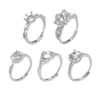 WADORN 5 stili anello vergine in ottone regolabile con base ad anello a denti per le donne, componenti per il fai da te, creazione di gioielli, impostazione della gemma irregolare