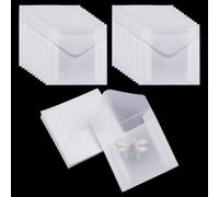 WADORN 50 buste in carta pergamena, 7 x 7 cm, trasparenti, quadrate, per inviti, non autoadesive, per semi, francobolli