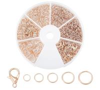 WADORN 530 pz 5 stili Anelli di Congiunzione In Oro Rosa, Anellino Aperto In Ferro Da 4/5/6/7/8mm con Fermagli A Moschettone In Lega Da 12x6mm, 10 pezzi, per La Creazione di Gioielli
