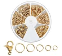 WADORN 540 set di 5 fermagli A Moschettone e Anelli di Congiunzione Placcati In Oro 18K, 304 acciaio Inossidabile 530 pezzi 4mm 5mm 6mm 7mm 8mm Anelli di Congiunzione Aperti e 10 pezzi 12x7x3.5mm