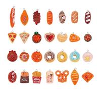 WADORN 56 pz 28 stili Ciondoli In Resina Fast Food, Ciondoli Pendenti A Forma di Hamburger di Hot Dog con Passante, Fatti A Mano, A Tema Fast Food, per Creare Gioielli Fai Da Te, Collana