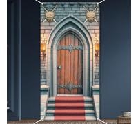 WADORN Banner di Copertura Della Porta Del Castello, Decorazione per Striscioni per Feste Medievali Da 90x180cm, Sfondo per Porta Ad Arco, Finestra, Muro In Pietra, Decorazioni per Porte Sospese