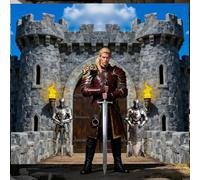 WADORN Banner per foto con castello medievale, 1,8 x 1,5 m, sfondo per feste medievali, decorazione per porta ad arco, castello fotografico, striscione da appendere per cavaliere principessa forniture