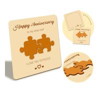 WADORN Biglietto Auguri in Legno,Cartoline Commemorative per L'Anniversario In Legno Biglietto Puzzle In Legno Fatto A Mano per Biglietti Commemorativi Quadrati per Anniversario di Matrimonio, 13x13cm