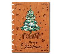 WADORN Biglietto di Auguri In Legno con Albero di Natale, Biglietti di Auguri di Natale In Legno Fatti A Mano per Marito, Moglie, Lei, Lui, Genitori, Amici, Biglietto di Auguri Romantico