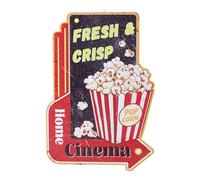 WADORN Cartello In Latta di Metallo Vintage "Popcorn", Targa Da Parete In Latta Retrò per Cinema, Decorazione per La Casa, per Bagni e Teatri, 26x38cm