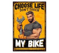 WADORN Cartello In Metallo con Scritta "Motociclista", Biker Rules Poster Retrò In Metallo Scegli La Vita Non Toccare La Mia Bici Targa In Latta Arte In Metallo 7.87x11.81 pollice