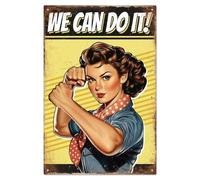 WADORN Cartello In Metallo con Scritta "Pinup Donna Che Fa Boxe", We Can Do It Targhe In Metallo Vintage, Poster Da Parete per Allenamento di Boxe, Decorazioni per La Casa, Camera Da Letto, 20x30cm