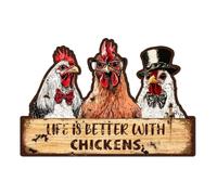 WADORN Cartello In Metallo Vintage con Pollo, Divertente Cartello In Latta Retrò con Gallo Da Fattoria, Decorazione Da Appendere Alla Parete, per Bar, Negozi, Ristoranti Casa, 25.7x37.5cm