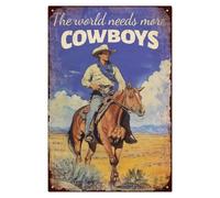 WADORN Cartello In Metallo Vintage Da Cowboy, Cowboy A Cavallo Retrò Poster In Metallo Cartello Dipinto Cowboy Occidentale Casa Parete Arte Poster Targhe per Fattoria Fattoria All'Aperto, 20x30cm