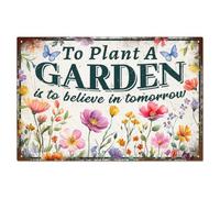 WADORN Cartello In Metallo Vintage Fiori selvatici per Giardinaggio, 20x30cm Divertente Retro Piantare Un Giardino È Credere A Domani Targa In Latta Regalo Giardiniere Da Parete Targa Decorativa