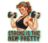 WADORN Cartello In Metallo Vintage Fitness Girl, 33.8x28cm Divertente Retro Home Gym Motivazionale Targa In Latta Gym Strong Is The New Bella Targa Da Parete per Grotta Dell'Uomo e Il Pub