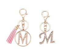 WADORN Ciondolo con Nappa Portachiavi con Lettera In Stile, Portachiavi con Lettera Nappa Alfabeto di Cristallo Ciondolo con Lettera Iniziale Portachiavi Borsa con Strass Charm per Zaino (Lettera: M)