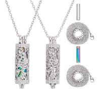 WADORN Confezione da 2 collane cilindriche a forma di albero della vita, gioielli per cremazione, medaglioni commemorativi per ceneri per donne e uomini, ciondolo commemorativo in metallo con fiala