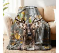 WADORN Coperta mimetica con cervi, morbida coperta con animali della foresta, in pile di flanella, a tema caccia, peluche, regalo per gli amanti dei cervi, per ufficio, soggiorno, divano, letto, sedie