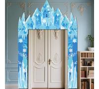 WADORN Fondale invernale per feste a tema castello di neve, 2,5 x 1,5 m, sfondo invernale per porta del paese delle meraviglie e ghiaccio e neve, sfondo fotografico a tema principessa per compleanno