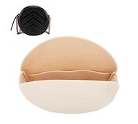 WADORN Inserti Organizer per Borse In Feltro, Organizer per Borsette Rotonde Borsa A Tracolla Circolare Shaper Feltro Borsa Cosmetica Rotonda per Borsetta Da Donna Borsa In Borsa, 5.75x16.5 cm (Beige)