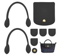 WADORN - Kit di lavoro a maglia per borsa a mano in pelle PU, 8 maniglie, bottoni automatici e accessori in nero