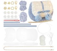 WADORN Kit Fai Da Te per Borse A Maglia e Uncinetto, Borse A Tracolla In Rete di Plastica Materiale Artigianale Borsa A Tracolla All'Uncinetto Da Donna Fatta A Mano Set per La Creazione di Borse, Blu