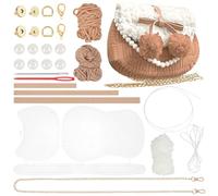 WADORN Kit Fai da Te per Borse A Maglia e Uncinetto, Borse A Tracolla in Rete di Plastica Materiale Artigianale Borsa A Tracolla all'Uncinetto da Donna Fatta A Mano Set per Borse, Cammello