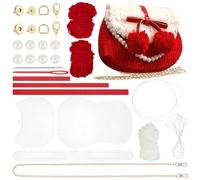 WADORN Kit Fai da Te per Borse A Maglia e Uncinetto, Borse A Tracolla in Rete di Plastica Materiale Artigianale Borsa A Tracolla all'Uncinetto da Donna Fatta A Mano Set per Borse, Rosso