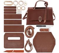 WADORN Kit Fai da Te per Realizzare Borse A Tracolla, Set da Cucito per Borsa A Tracolla in Pelle PU, Accessori per La Realizzazione di Borse Fatte A Mano, per Natale e San Valentino, Sella Marrone
