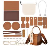 WADORN Kit Fai da Te per Realizzare Borse in Pelle PU per Donna, Kit da Cucito per Borse per Adulti Kit per La Realizzazione di Borse A Secchiello Fai-da-Te con Tasche Foderate, 17x17x17cm, Marrone