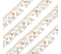 WADORN Nastro Ghirlanda con Frange A Sfera Da 5m, 0.6cm Pompon Frangia Palla Nastro Da Cucito Boho Ricamato Cucito Nappa Pizzo per Fai Da Te Abbigliamento Vestito Borsa Cucito