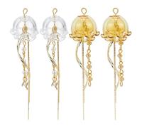 WADORN Orecchini a forma di medusa in vetro di cristallo, in ottone, gioielli costieri dell'oceano, lunghezza 8,9 cm, pendenti da donna, per spiaggia, sirena, feste, vacanze tropicali, decorazione