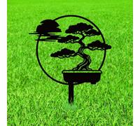 WADORN Paletti decorativi da giardino in metallo per bonsai in stile cinese, sagoma di paesaggio antico statue da esterno in metallo divertente ornamento da giardino regali nero resistente alle