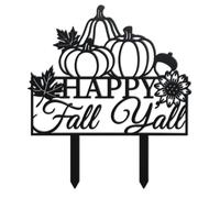 WADORN Pali Decorativi Da Giardino In Metallo A Forma di Zucca Autunnale, Statuette Da Esterno In Metallo Divertenti per L'Autunno, con Foglie D'Acero e Silhouette Nera, Regali per Il Prato