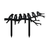WADORN Pali Decorativi Da Giardino In Metallo Welcome Bird, Statue di Silhouette di Uccelli Divertenti su Un Ramo In Metallo, Benvenuti Come Ornamenti Da Giardino, Decorazioni Artistiche Nere