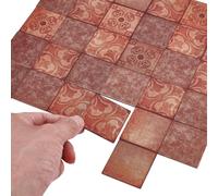 WADORN Piastrelle per pavimenti per casa delle bambole spesse 1,5 mm, 30 pezzi, in legno, quadrate, in scala 1/12, accessori color marrone cocco caldo per bambole, kit vintage per decorazione della