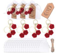 WADORN Set di 20 portachiavi a forma di rosa, in lega, accessori con etichette di ringraziamento, per ospiti, battesimo, addio al nubilato, San Valentino, matrimonio, compleanno, regalo