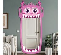 WADORN Striscione per porta con foto di mostri dei cartoni animati, 1,9 x 2,8 m, decorazioni per feste di compleanno, sfondo rosa a tema cartone animato, cornice da appendere al portico, sfondo per
