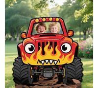 WADORN Striscione per porta fotografica di Monster Truck, 1,5 x 1,5 m carino Monster Jam decorazioni per feste di compleanno auto rossa violatore sfondo cornice da appendere portico banner sfondo per