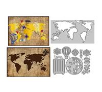 WADORN Tagli Fustellati per Il Taglio Della Mappa Del Mondo In Acciaio Al Carbonio, Tema Del Giramondo Metallo Fustelle Stencil Guida Alla Mappa Modello di Taglio per Mestiere di Scrapbooking
