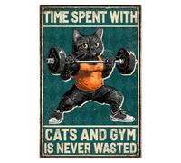 WADORN Targa in metallo con scritta in lingua inglese Cat Gym is Never Wasted e scritta Time Spent with Cats and Gym is Never Wasted