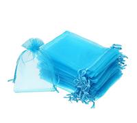 WADY 100 Pezzi 2.8 x 3.5pollici Sacchetti di Regalo in Organza Buste Gioielli Coulisse Sacchettini di Matrimonio Festa Favore (Aqua Blu)