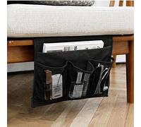 WADY Borsa portaoggetti da appendere, con 4 tasche, per divano o letto, contiene libri, telefono, occhiali, telecomando della TV (nero)