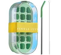 WADY Bottiglia 2 in 1 per cubetti di ghiaccio con coperchio, perfetta per casa, ufficio, picnic, campeggio, stampo per cubetti di ghiaccio e scatola (verde)