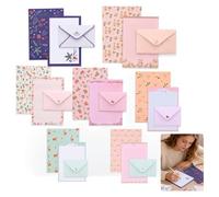 WADY Set di 63 fogli di carta da lettere con buste, a righe, con 21 buste e 42 sigilli trasparenti, per inviti, vacanze, lettere d'amore e matrimoni, animali