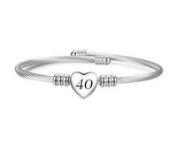 Waeceip Braccialetti per 10° 16° 17° 18° 21° compleanno per donne, figlia, sorella, amici, braccialetto rigido in argento per 30°, 40°, 50°, 60°, 70° compleanno, regalo per mamma, zia, nonna, buon