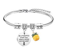 Waeceip Braccialetto con ananas da donna, regalo ispiratore per figlia, nipote, sorella, Be a Pineapple Stand Tall Wear a Crown and Be Sweet Ananas Bracciale, 100%