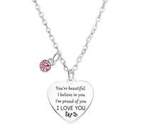Waeceip Regali ispiratori per le donne collana ispiratrice Cheer Up Regali per figlia, sorella, amici, incoraggiamento motivazionale regalo per la famiglia regalo I Love You regalo collana cuore