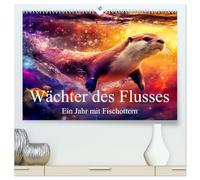 Wächter des Flusses - Ein Jahr mit Fischottern (hochwertiger Premium Wandkalender 2026 DIN A2 quer), Kunstdruck in Hochglanz: Otterglück zum Dahinschmelzen!