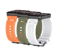 Waekethy 24mm Cinturino per Garmin Venu X1, Bracciale Sostitutivo Sportivo in Silicone Traspirante Compatibile con Ticwatch Pro 5/Pro5 Enduro/Atlas/Suunto 9/7/D5 (Arancione+Verde+Bianco)