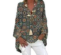 WAEKQIANG Camicia Ampia da Donna, Camicia Casual, Camicetta Tinta Unita A Maniche Lunghe, Camicia Irregolare con Stampa Scollo A V Primaverile, Camicetta Oversize retrò da Donna