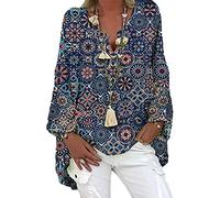 WAEKQIANG Camicia Ampia da Donna, Camicia Casual, Camicetta Tinta Unita A Maniche Lunghe, Camicia Irregolare con Stampa Scollo A V Primaverile, Camicetta Oversize retrò da Donna